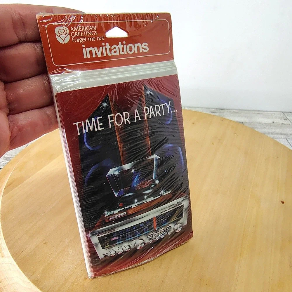American Greetings 80s Party Invitations Retro Radio New Wave Sealed Pack of‎ 8